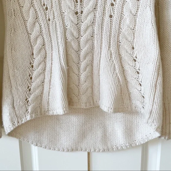 Autumn Cashmere Cable Knit Cashmere Blend Cable Knit Cream Sweater Size XS - Picture 3 of 7